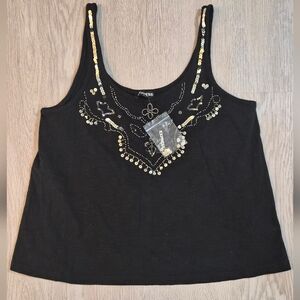 Express Black Tank Top with Gold Accents - Size Small - New With Tags